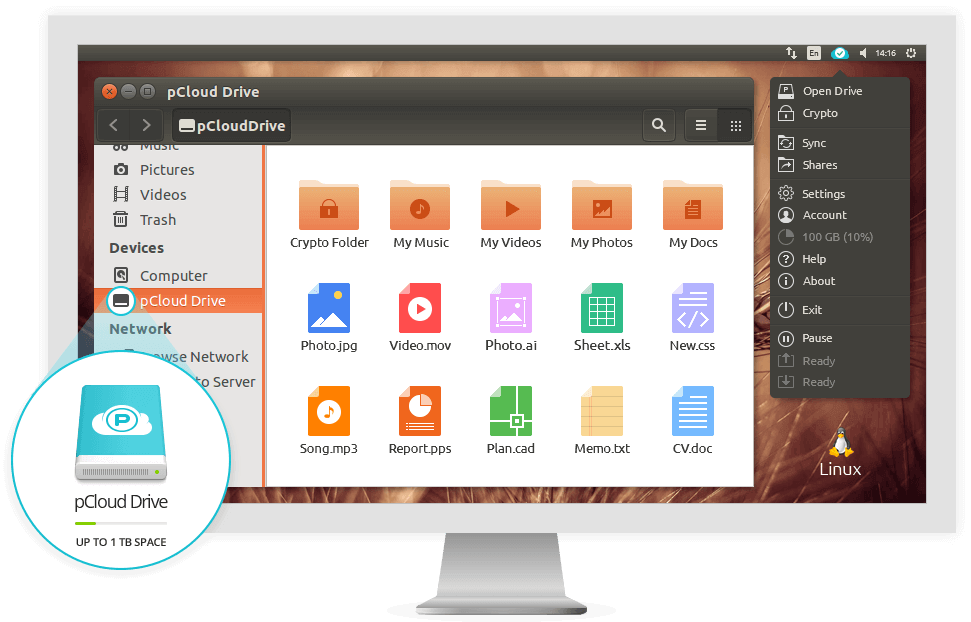 pCloud 與 Ubuntu Linux 桌面