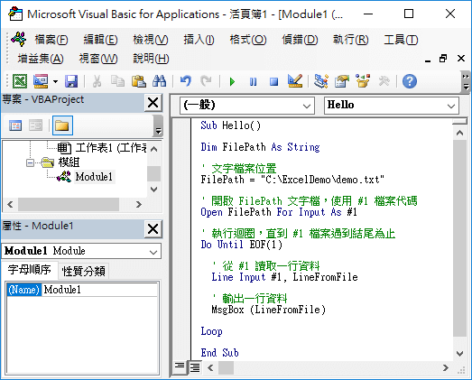 VBA 讀取文字檔案