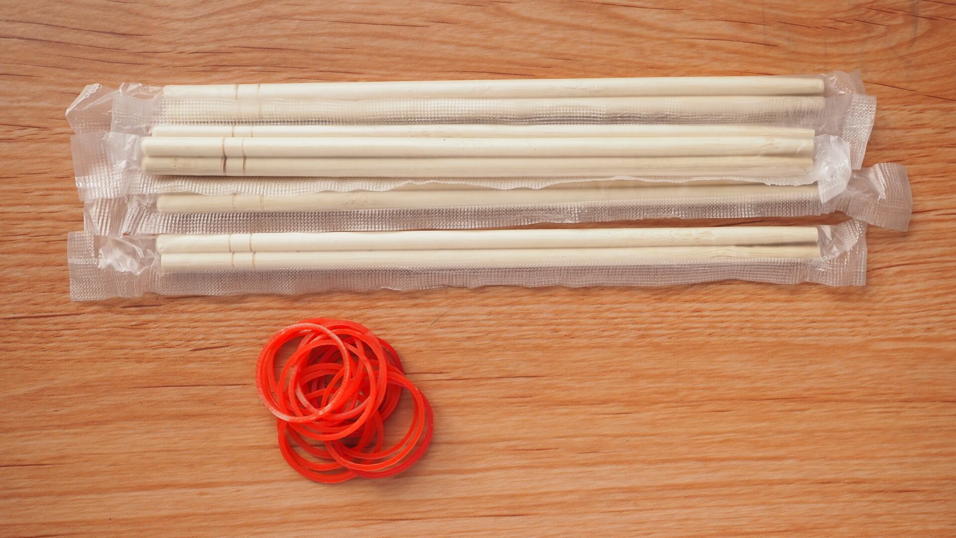 免洗竹筷、橡皮筋