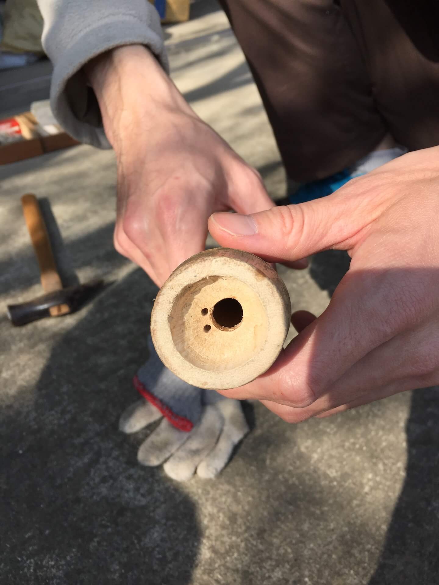 打洞的竹節（吹嘴）