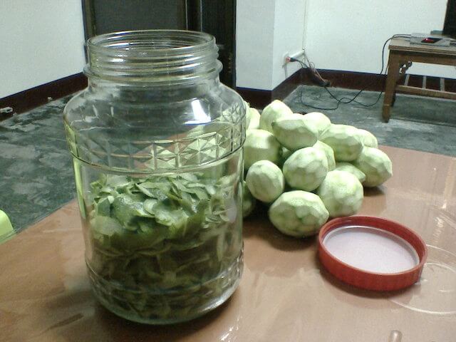 將檸檬皮裝入玻璃瓶