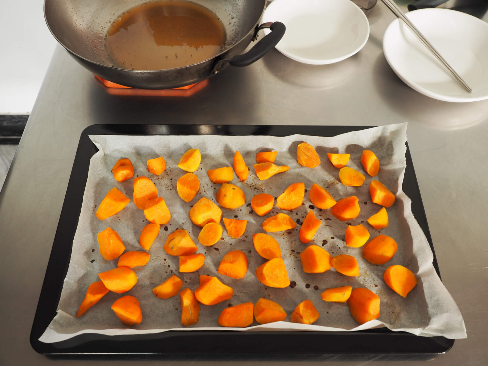 烤好的地瓜與糖漿