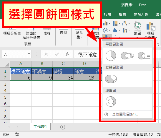 選擇圓餅圖樣式