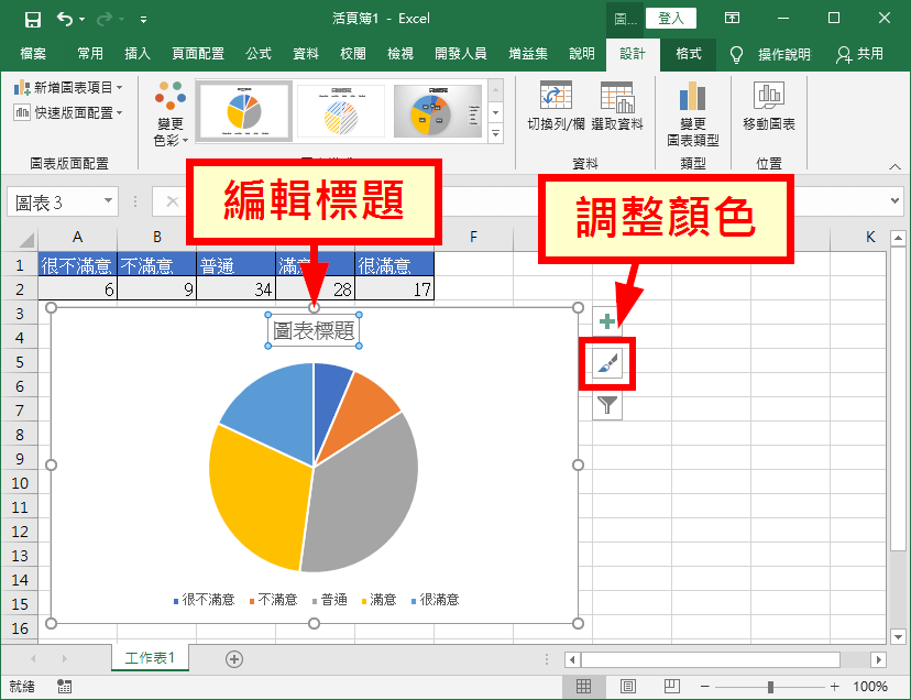 編輯標題、調整顏色
