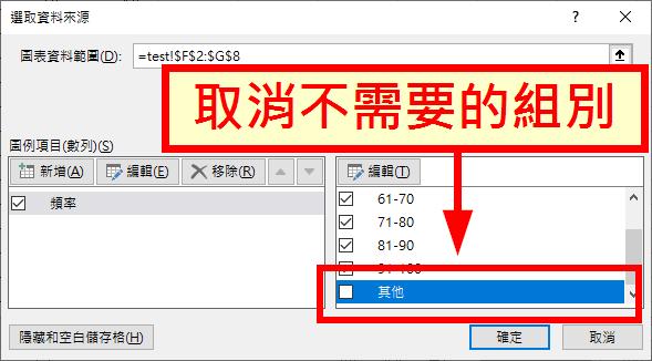 取消不需要的組別