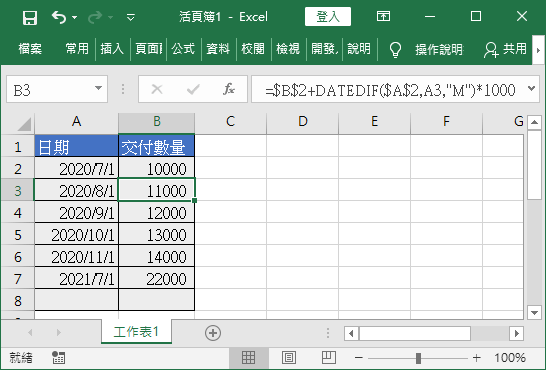 依據日期計算交付數量