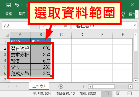 選取資料範圍
