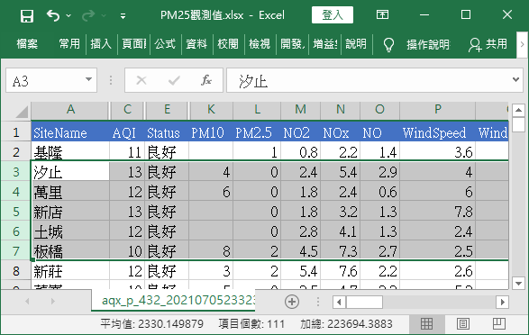 取消隱藏列