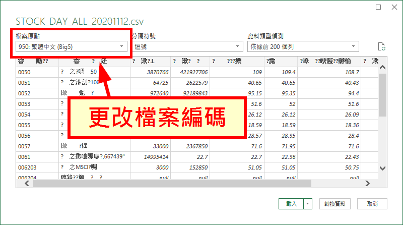 更改檔案編碼