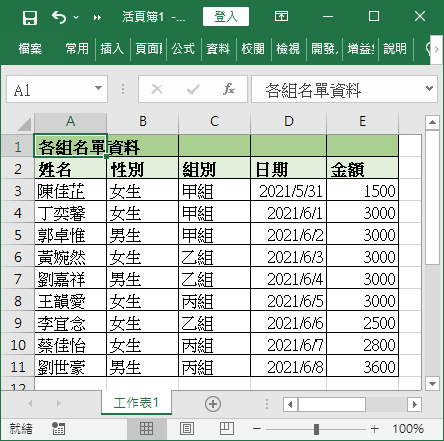 各組名單資料