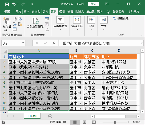資料分割完成