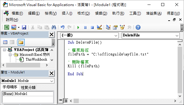 Excel VBA 刪除檔案