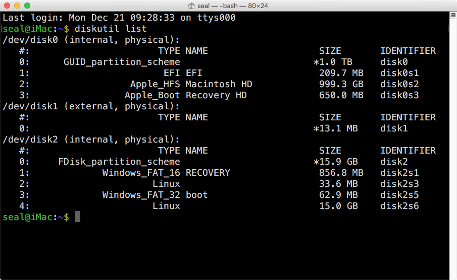 使用 diskutil 查看硬碟狀況