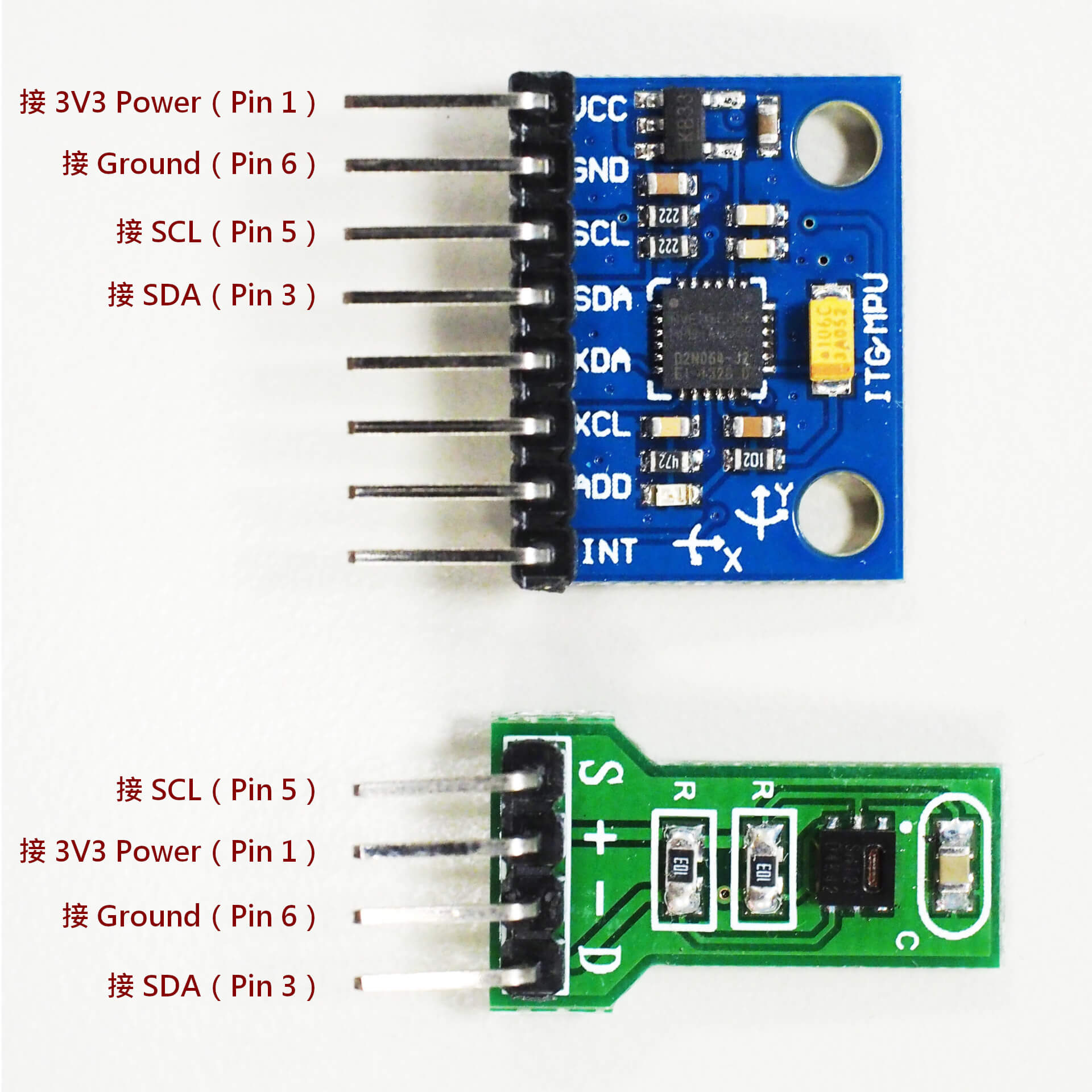 MPU-6050 與 HTU21D 感測器腳位