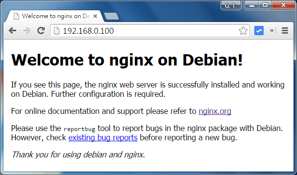 NGINX 伺服器初始網頁