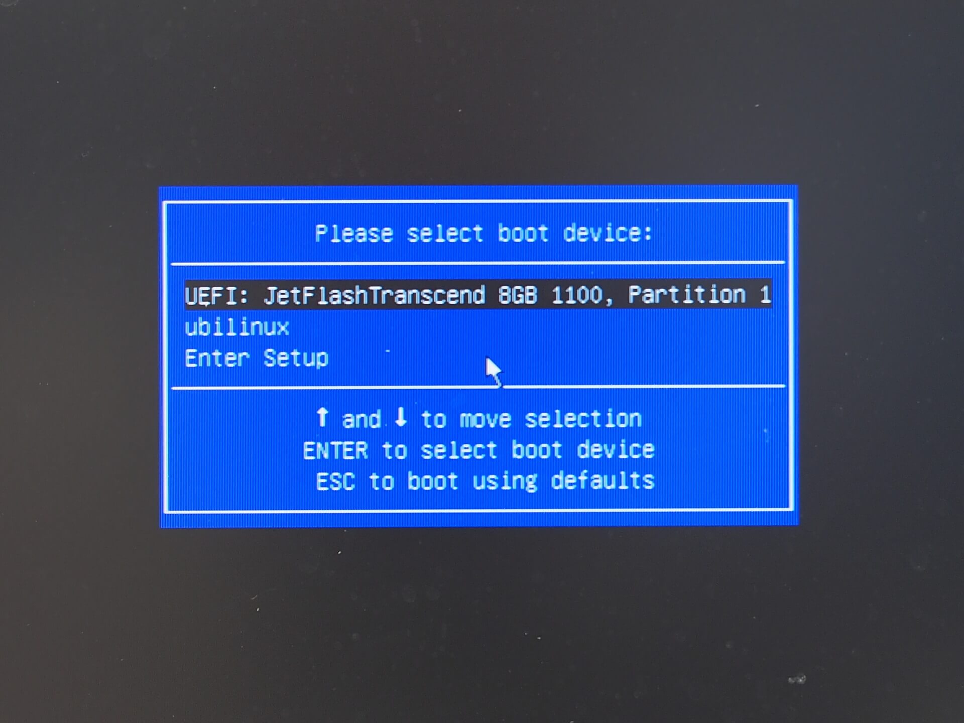 UP Board 開機選單