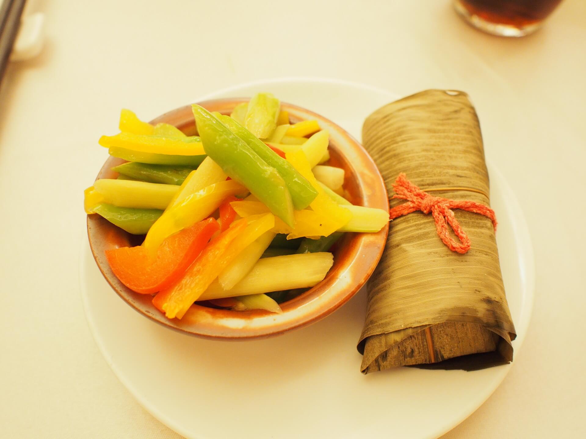 清炒蘆筍與粽子