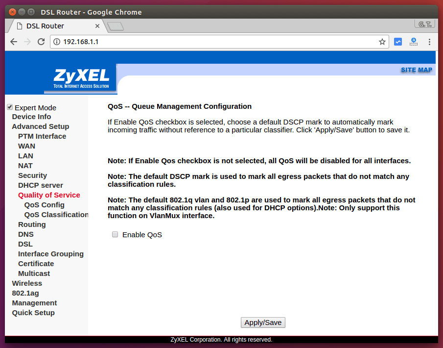 關閉家庭閘道器 QOS 功能