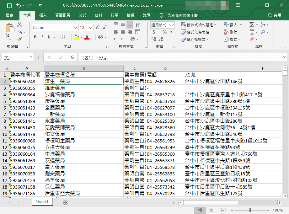 健保特約藥局資訊