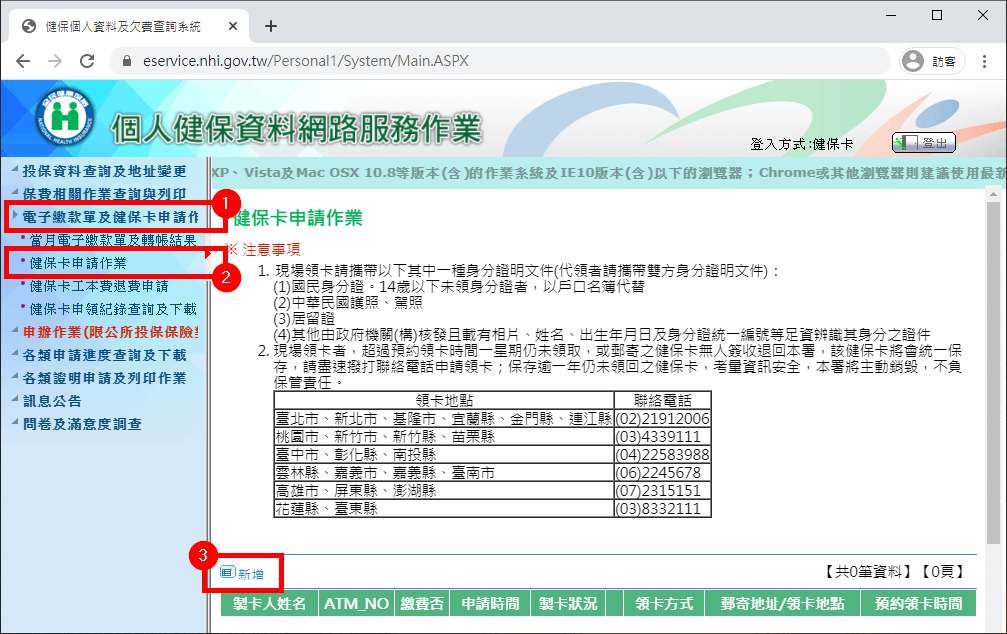 健保卡申請作業