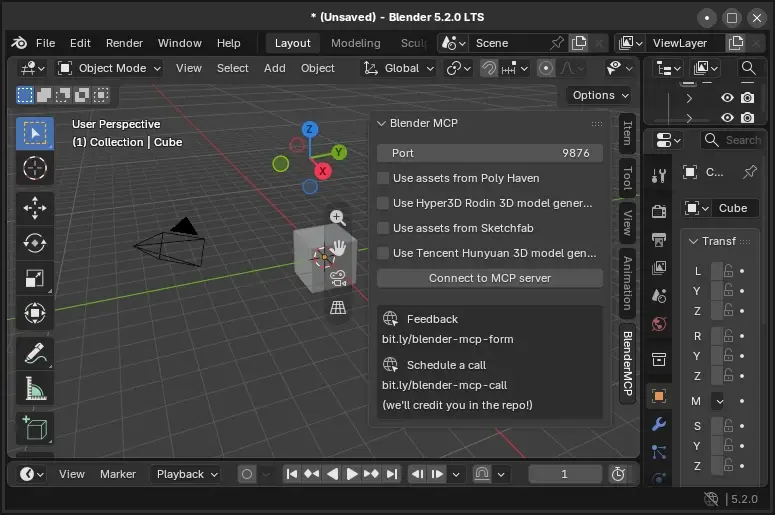 啟動 Blender MCP 伺服器