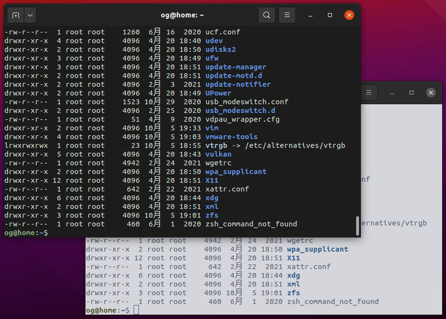 不同配色的 Gnome 終端機