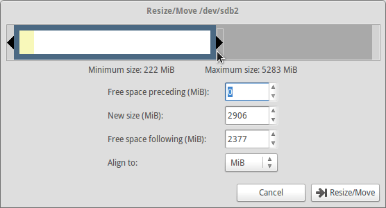 使用滑鼠拖曳磁碟分割區