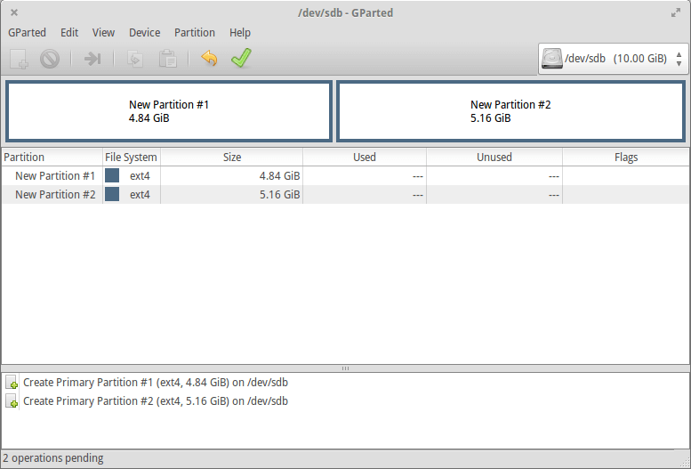 建立好所有的分割區