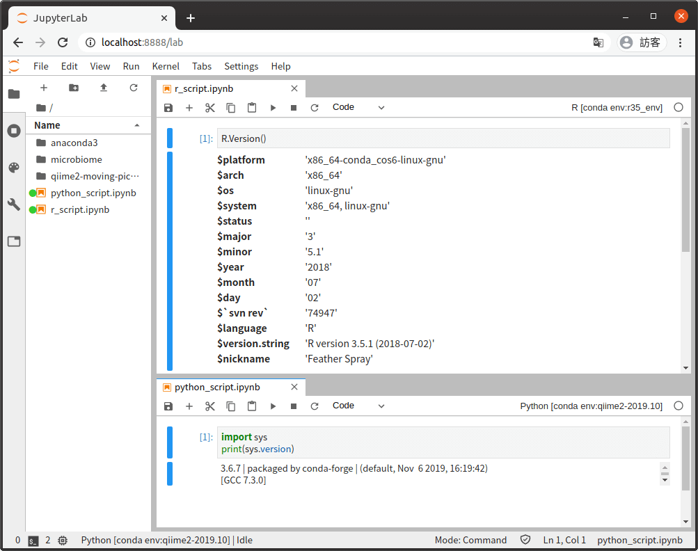 JupyterLab 各種 Conda 環境與語言版本