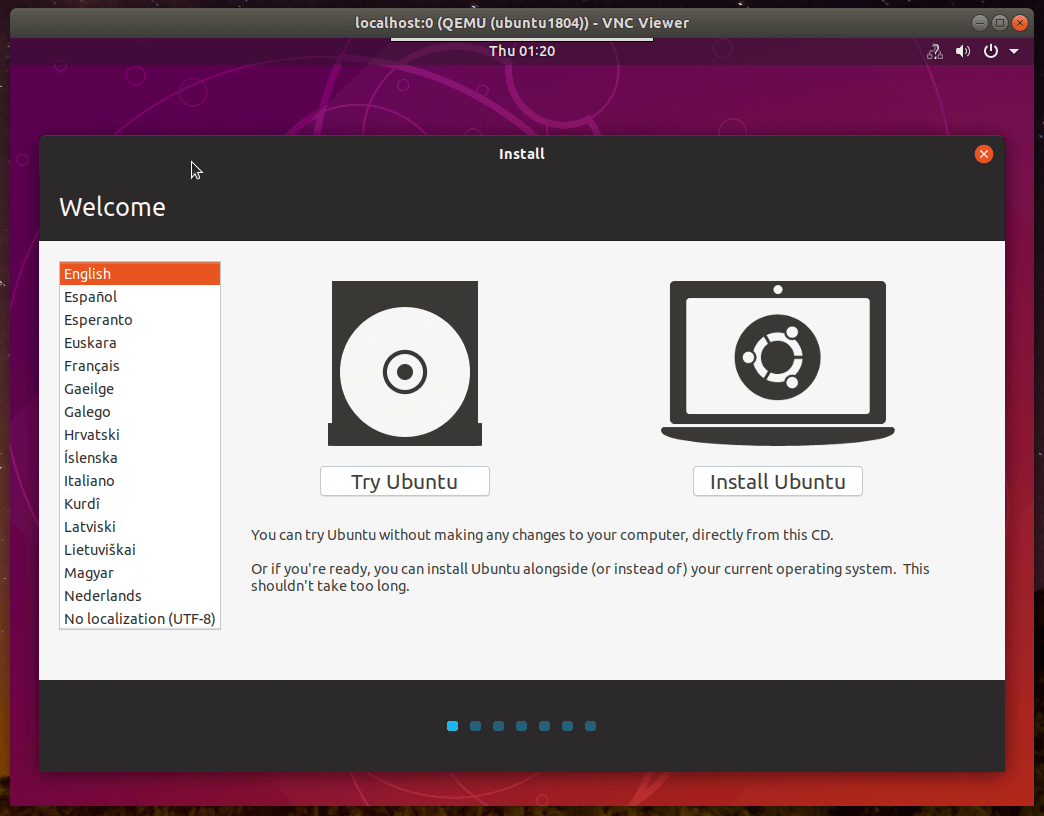 VNC 顯示 VM 畫面