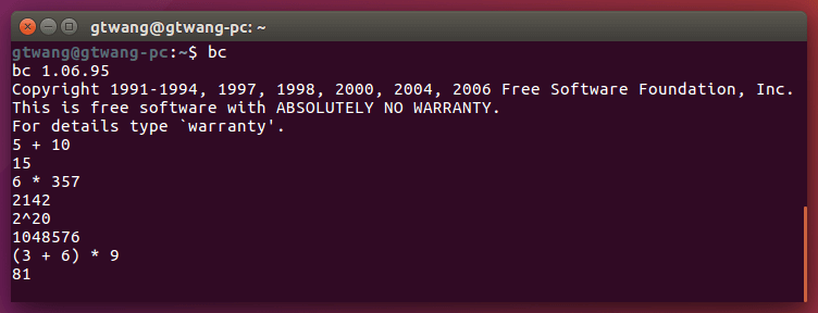 bc 互動式操作環境