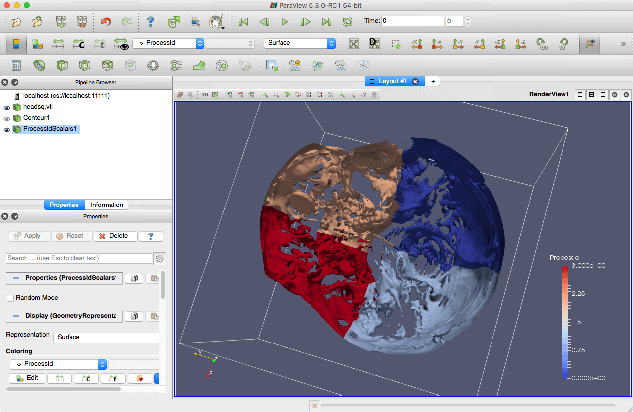 ParaView 平行繪圖（四張 GPU 卡）