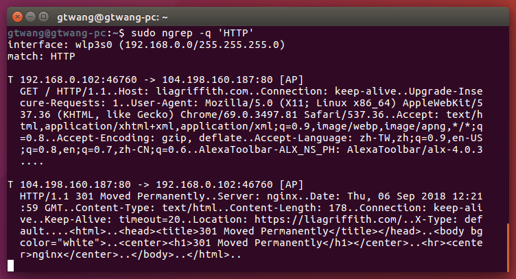 監看含有 HTTP 字樣的封包