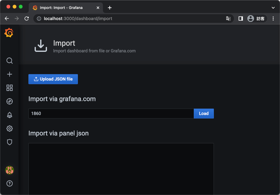 匯入 Node Exporter Full 儀表板