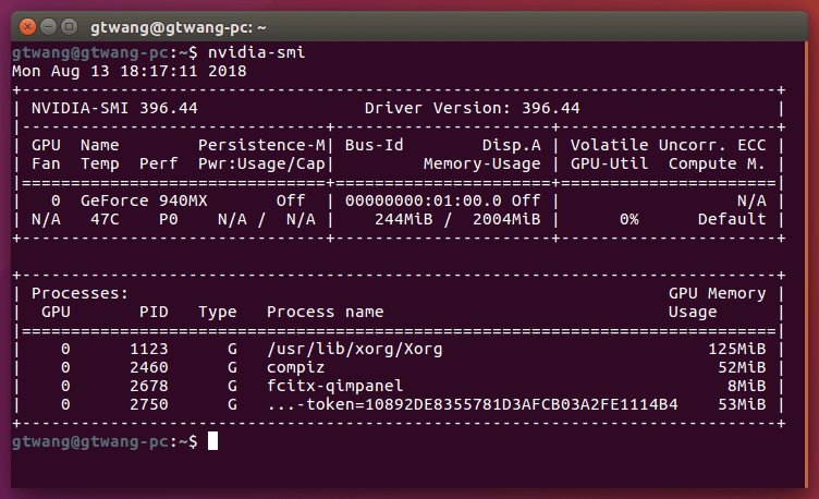 nvidia-smi 指令輸出