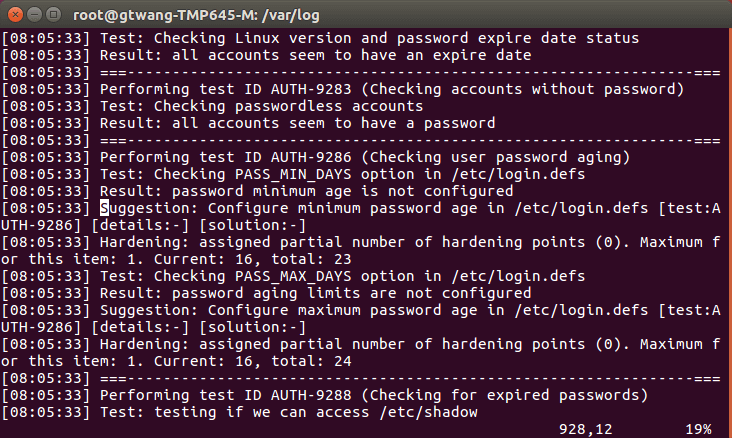 Lynis 掃描結果報表