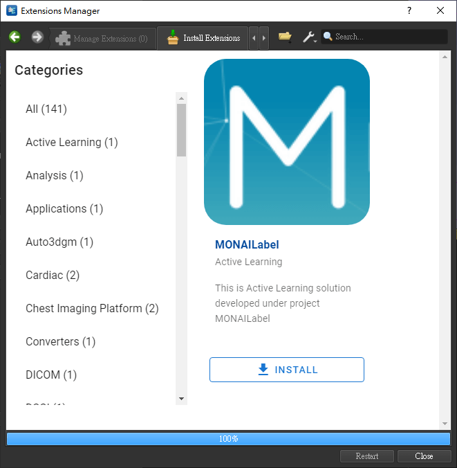 3D Slicer Extensions Manager