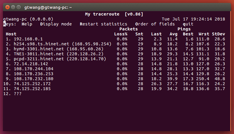 同時顯示網路名稱與 IP 位址