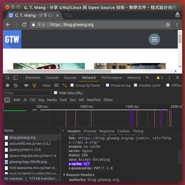 網頁 X-Cache 標頭