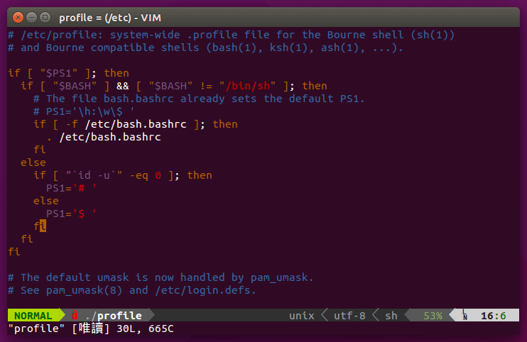使用 Powerline 的 Vim（唯讀檔）