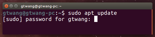 sudo 輸入密碼畫面