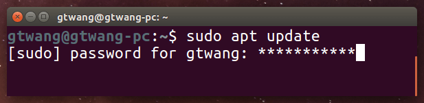 sudo 輸入密碼畫面