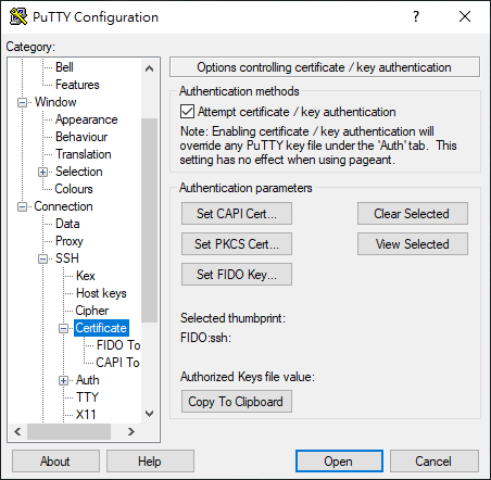 設定採用 FIDO 金鑰