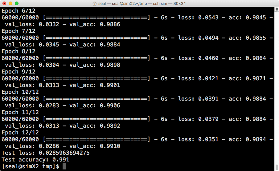 Keras 程式執行結果