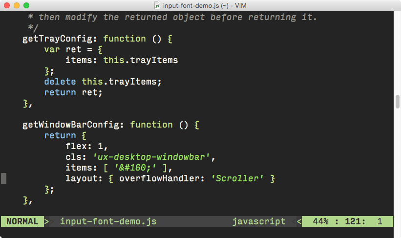 Vim 編輯器使用 Input 字型