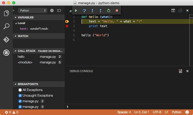 VS Code Python 除錯功能