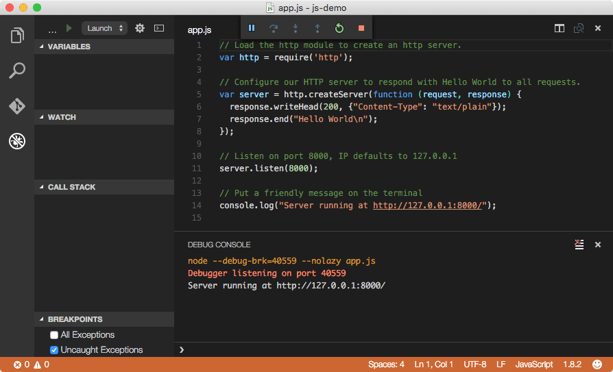 執行 Node.js 程式