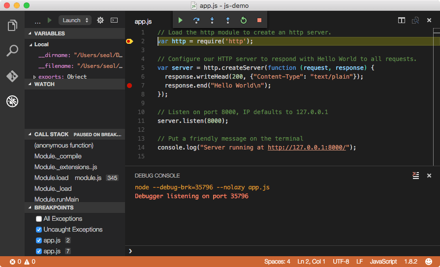 Node.js 程式設定中斷點除錯