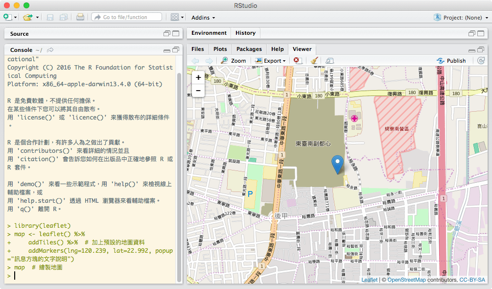RStudio 使用 Leftlet 繪製地圖