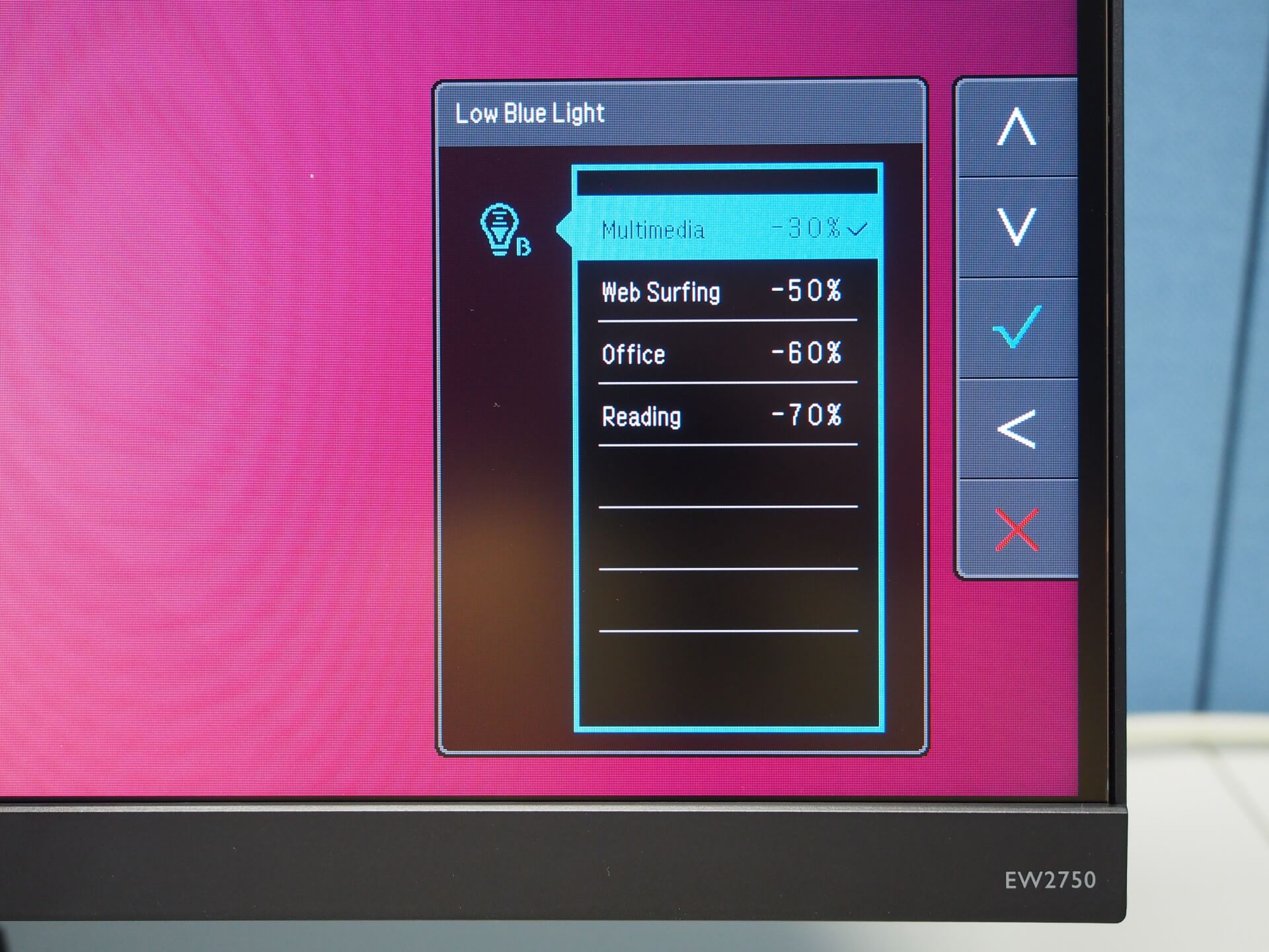 低藍光模式選單